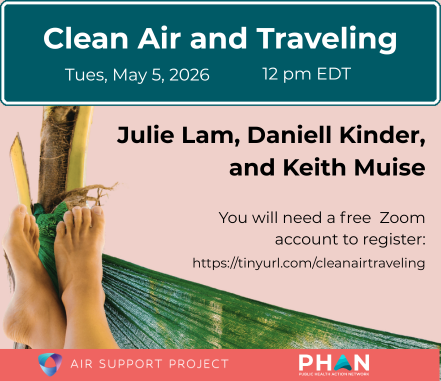 Image of a woman's feet propped up against a hammock post Clean Air and Traveling Tues, May 5, 2026 12 pm EDT Julie Lam, Daniell Kinder, and Keith Muise
